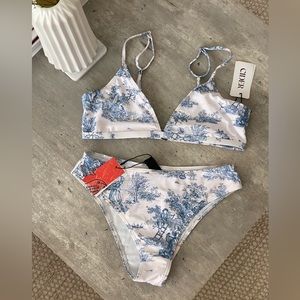 Blue & White Floral Bikini - Brand New & Adorable on!